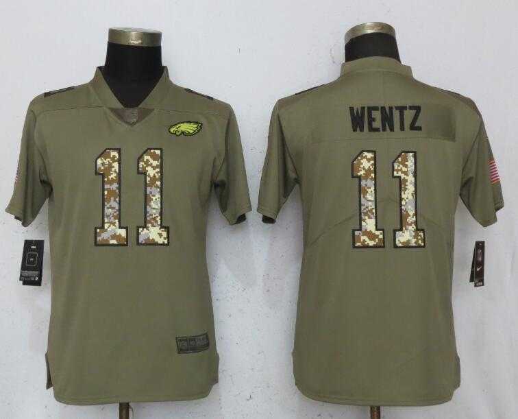 Women Nike Eagles 11 Carson Wentz Olive Camo Salute To Service Limited Jersey,We sell and wholesale Women Nike Eagles 11 Carson Wentz Olive Camo Salute To Service Limited Jersey on line form chian!